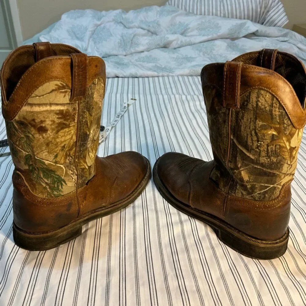 Justin Workboots Leather and Camo Size 10 EE